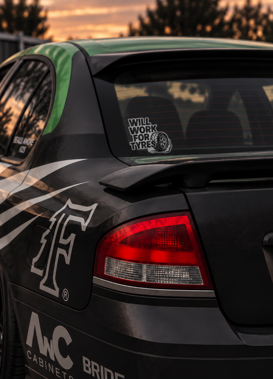 Will Work For Tyres | Drift Car Decal