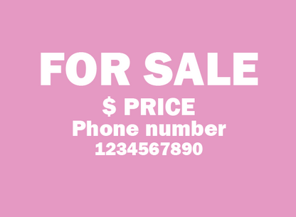 Custom For Sale Car Window Sticker – Personalised Price & Phone Number